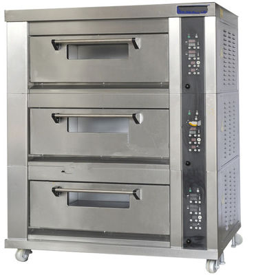 Electric / Gas 50kg/Hr 3 Decks 9 Trays Bread Deck Oven